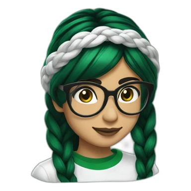Mia Khalifa black braid white tshirt green sleeves slytherin emblem sticker