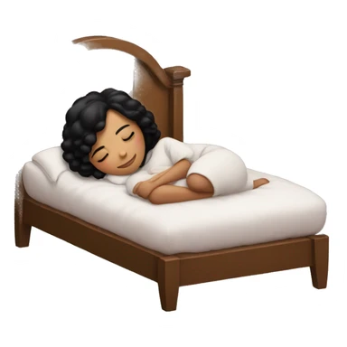 Girl with black hair sleeping in a cozy christmas bed sticker