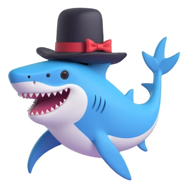 shark with a top hat sticker