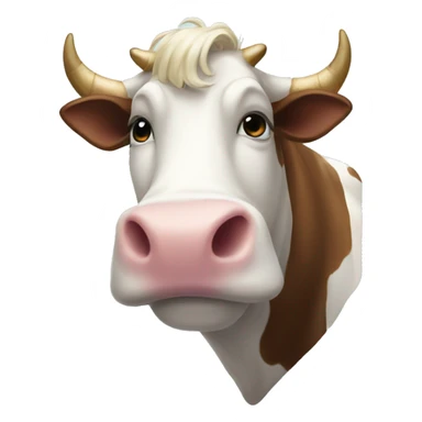 a cow with a unicorn horn sticker