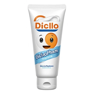 an empty, oversized and totally squeezed out tube of toothpaste labelled "Diclo ratiopharm" sticker