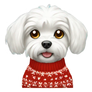 Maltese dog in Christmas sweater  sticker