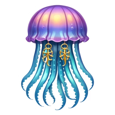 a beautiful jellyfish with a medieval design, medieval coat of arms style, heraldic elements, shield background, elegant and regal sticker