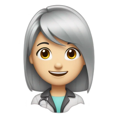 Dentist-girl-eyesmile-black middle straight hair-bracket teeth sticker