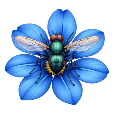 
fly on blue flower sticker