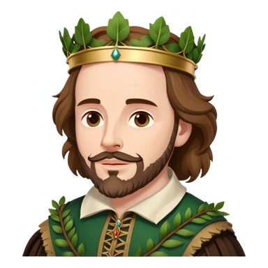 Shakespeare wearing a laurel wreath crown as the Bard sticker