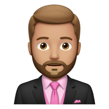 bearded man with pink tie and blazer sticker