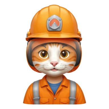 orange cat, handyman Outfit, wearing a Helmet sticker