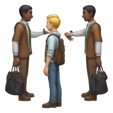 One hand said hello, the other hand was holding his bag sticker