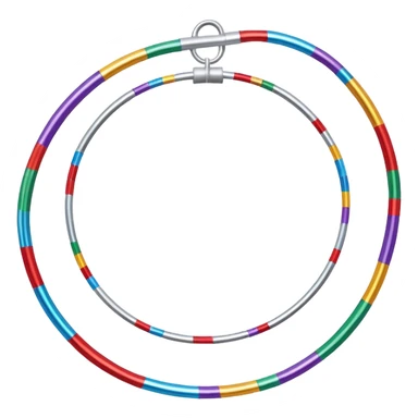 A metallic acrobat hoop decorated with ribbons, perfect for aerial stunts inside the circus tent. sticker