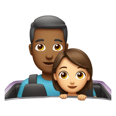 a girl in a car with her dad sticker