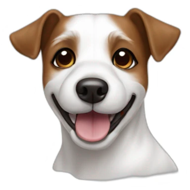 happy jack russel maltese dog with brown ears white face sticker