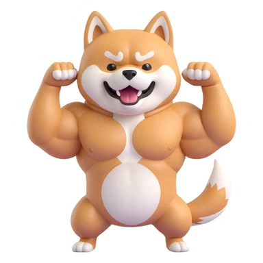 shiba inu showing muscles sticker