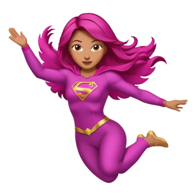 Latina superwoman with brown hair roots and fuchsia hair flying pose sticker