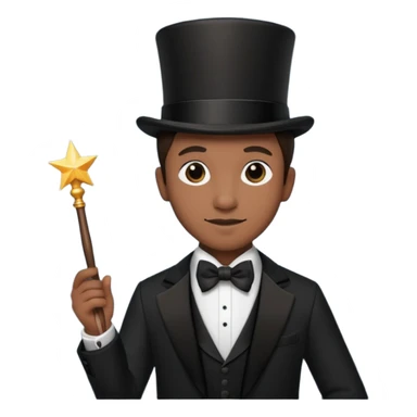 Stage magician in tuxedo holding magic wand sticker