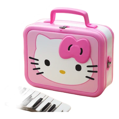 pink white light melody hello kitty sanrio cute lunch box white sticker
