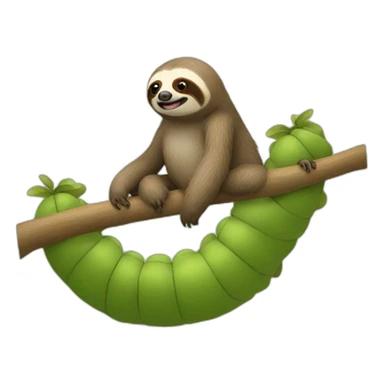 Sloth riding caterpillar with head sticker
