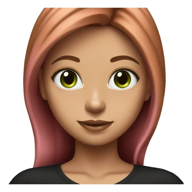 girl with brown-haired pink strands hair and green eyes in a black tight t-shirt  sticker