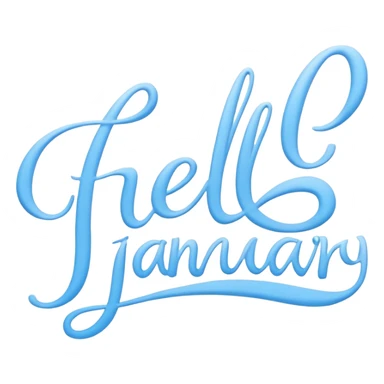 Light Blue “ hello January “ word in cursive sticker