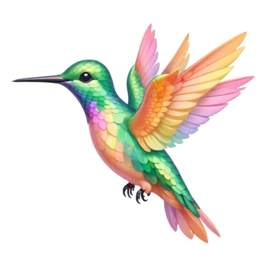 peach pink and yellow-green, mint humming bird sticker
