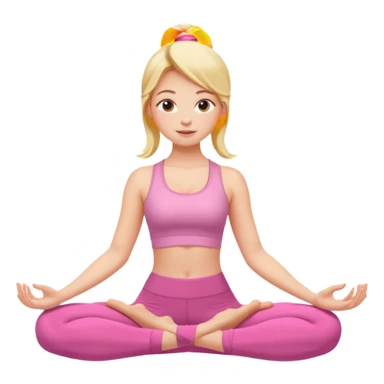 blonde girl doing yoga wearing pink sticker