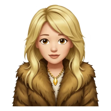 Cinematic rRealistic Ultra HD Angry Glamor Plunge Hilary Duff Extreme Long Long Hairstyle in Shaggy Fur Coat with Gold Flash sticker
