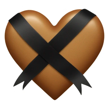 brown heart with little black ribbon on top right sticker