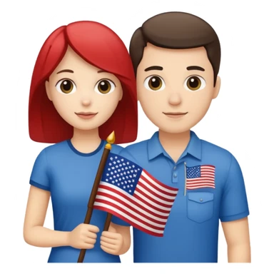 american flag hold in hands by a couple sticker