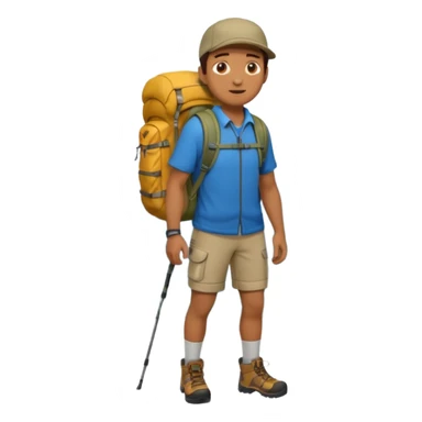 man with backpack and hiking clothes, full body sticker