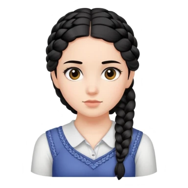 A face of a place girl with dark eyes and dark black hair in one braid on her shoulder  sticker