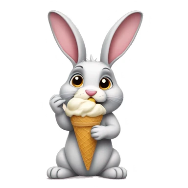 Rabbit eating icecream sticker