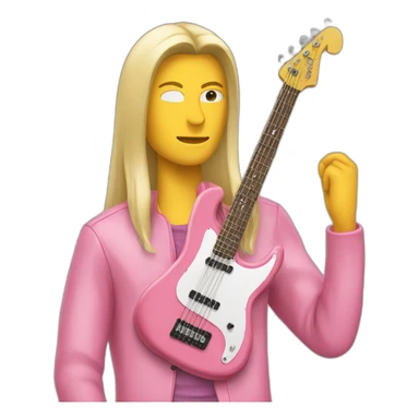long-blond-bassguitar-player-pink-clothes-pink sticker