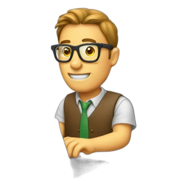 geek man typing in a computer sticker