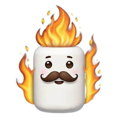 marshmallow on fire with mustache, just marshmallow sticker