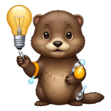otter holding one lightbulb sticker