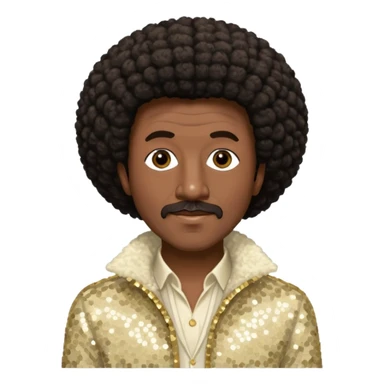 Walter Williams from The O'Jays with dark brown afro hair, cream sequin outfit sticker