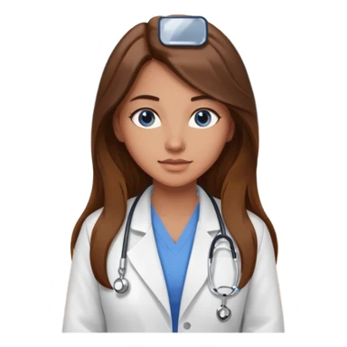 pretty female nursing student with long brown hair, blue eyes inside a classroom at university sticker