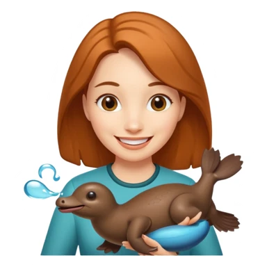 woman playing with platypus sticker