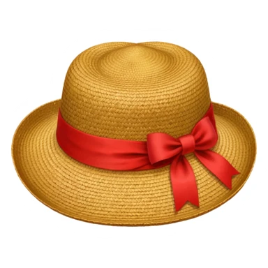 Chapeau de paille avec ruban rouge sticker