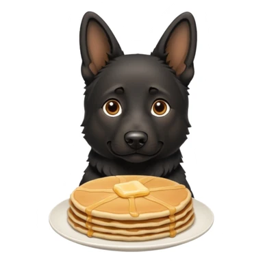 black German shepherd with folded ears and pancakes sticker