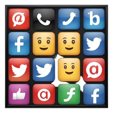 Socail media sauare emoji style icons 
Creat the quadrant with the logos of FB, X, Trustpilot, Instagram, Youtube, Linkedineach icon is ther only ones, asme size, only icons of the social media that I mentioned sticker