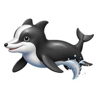 a combination of a dolphin and a boarder collie as one animal sticker