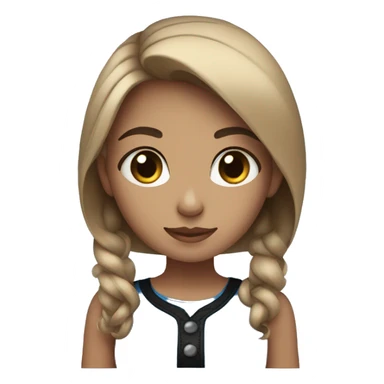 Brunette girl midume brown with blond highlight hair holding black small cat with blue eyes sticker