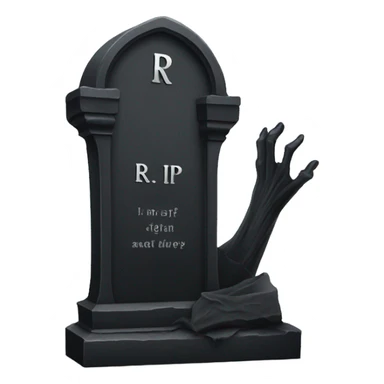 a black grave with the inscription R i P in silver sticker