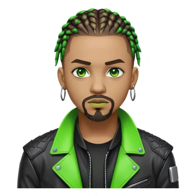 Light skinned African American male with green eyes as a cyberpunk hacker with cornrows hairstyle but short cornrows  with goatee facial hair  sticker