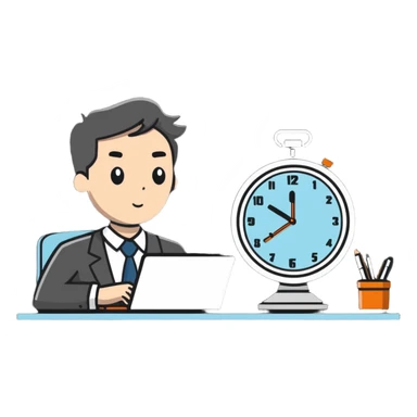 office worker looking at a clock sticker