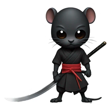 ninja black rat with katana sticker
