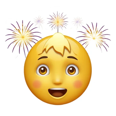 yellow face looking up at fireworks, excited expression sticker