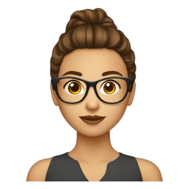 Fille a lunettes cheveux lisses brun mi-court sticker