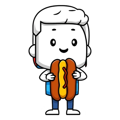 Chilean person happily eating a completo hot dog sticker